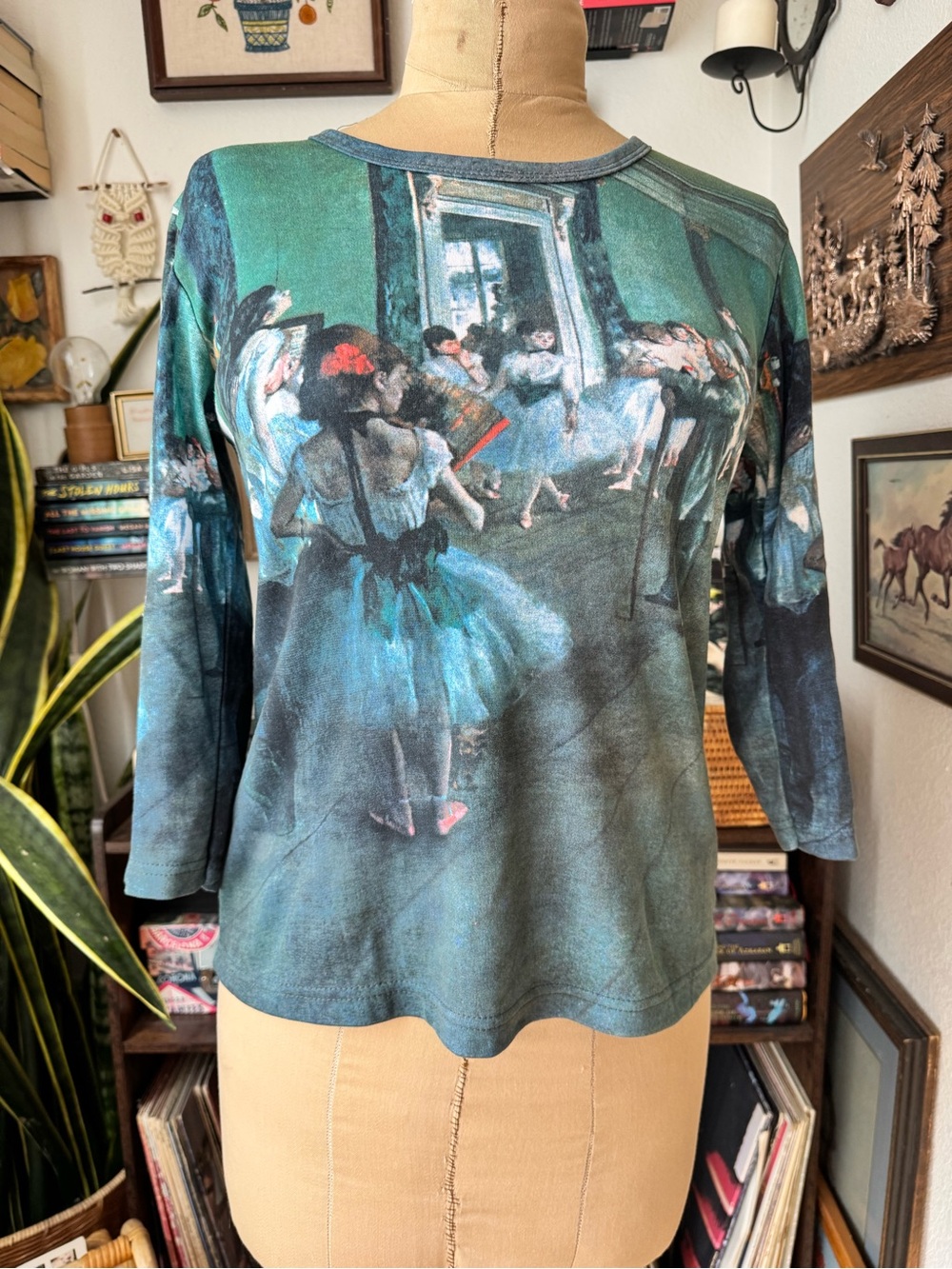 Breeke 3/4 Sleeve Graphic T-shirt Edgar Degas Print “ The Dance Class” Medium